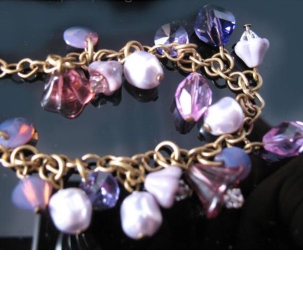 purple lavender brass bracelet